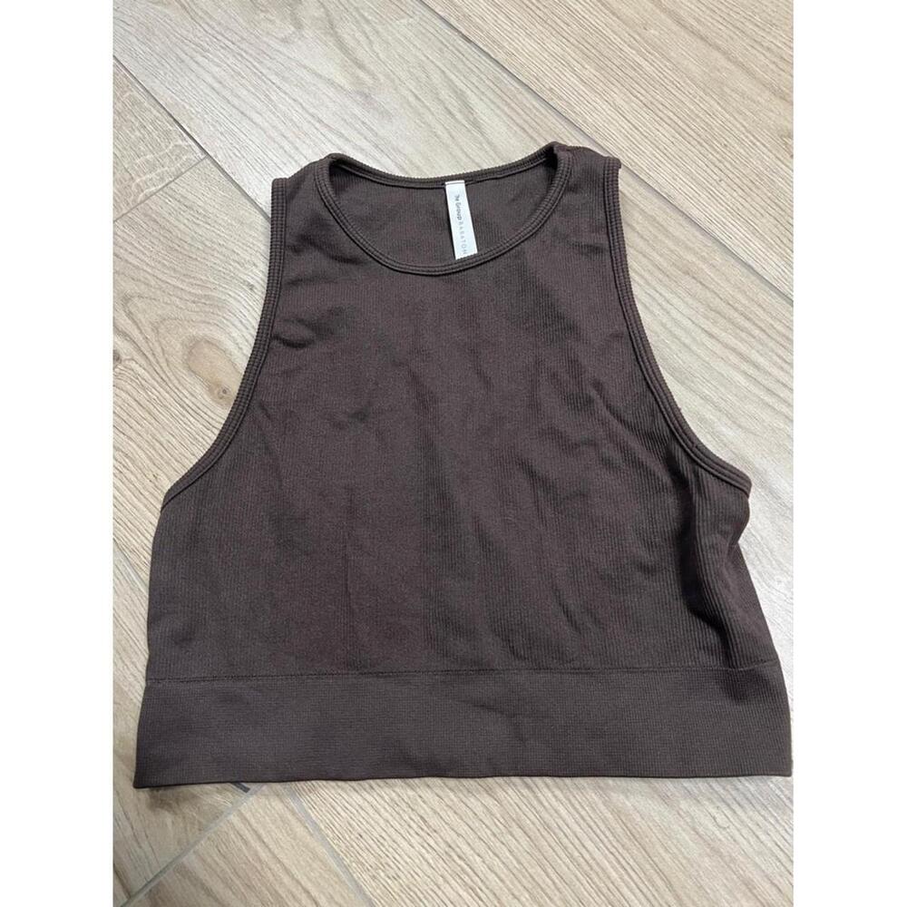 Aritzia Dark Brown Ribbed Crop Tank Scoop neck